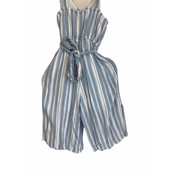 Justice Blue White Striped Quarter Button Jumpsuit - Picture 4 of 8